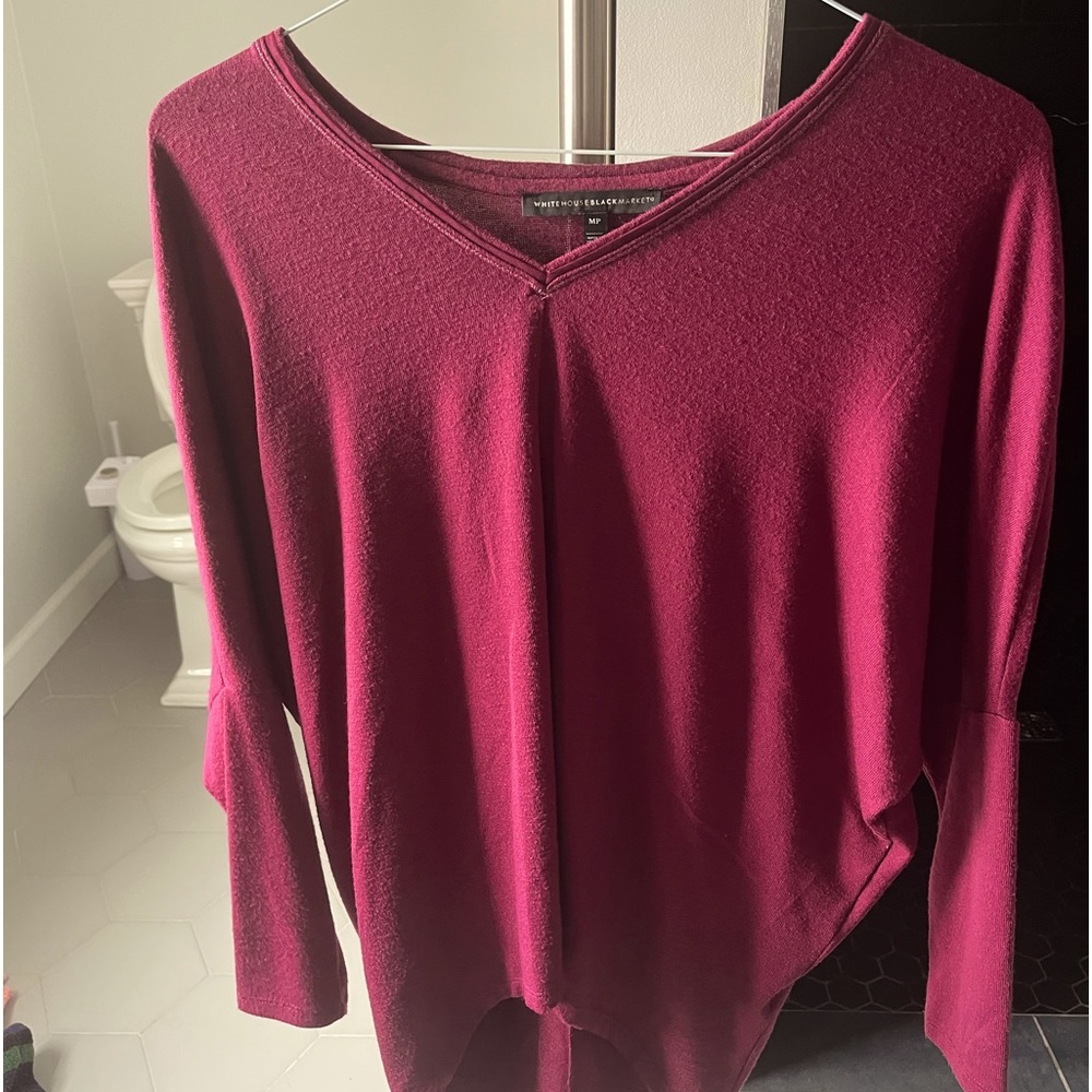 Maroon White House Black Market long sleeve tunic